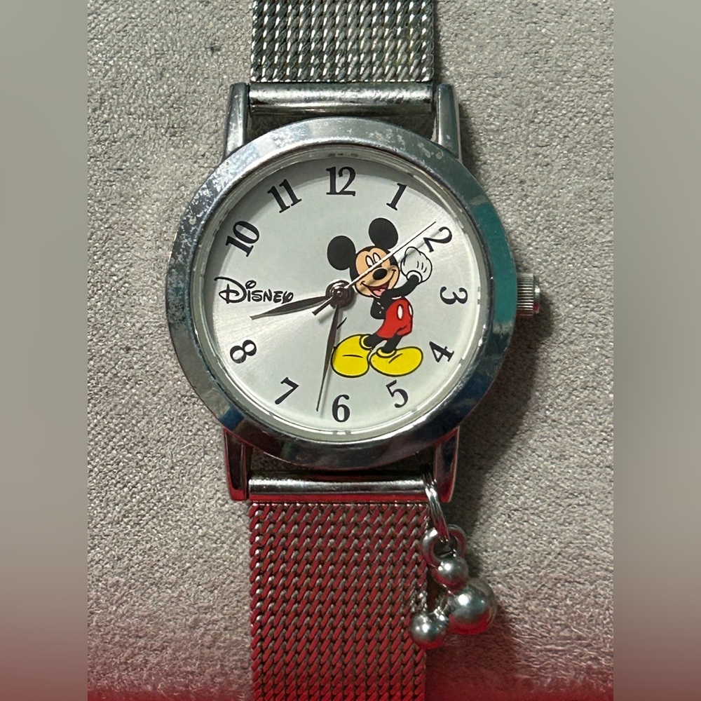 Disney BY SII Mickey Mouse Stainless Watch With Charm MU1249 New Battery - Picture 8 of 11